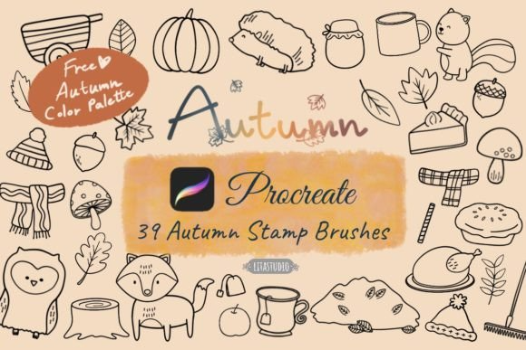 39 Cute Autumn Procreate Stamp Brushes