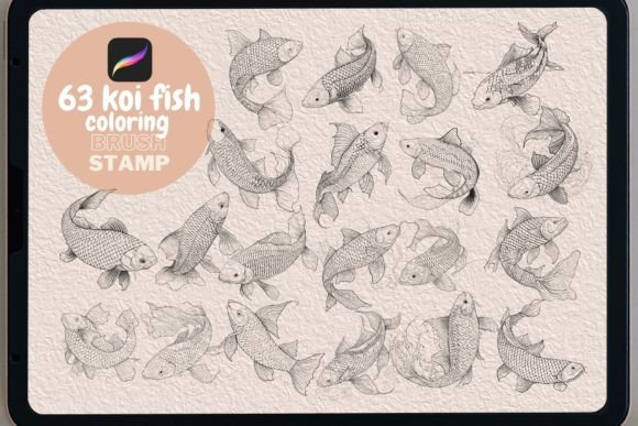 63 Koifish Coloring Brush Stamp