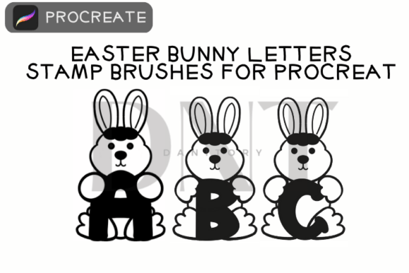 Easter Bunny Letters Stamp Brushes