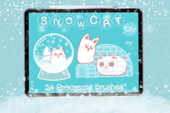 Procreate Brush Snow Cat Christmas