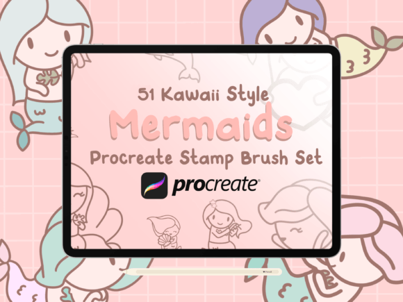 Kawaii Mermaids Procreate Stamp Brushes