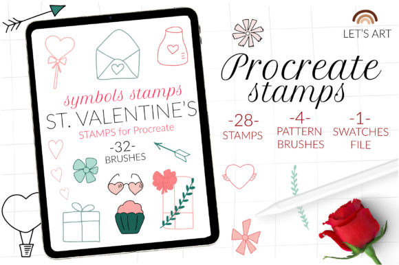 Valentines Stamps for Procreate, Heart