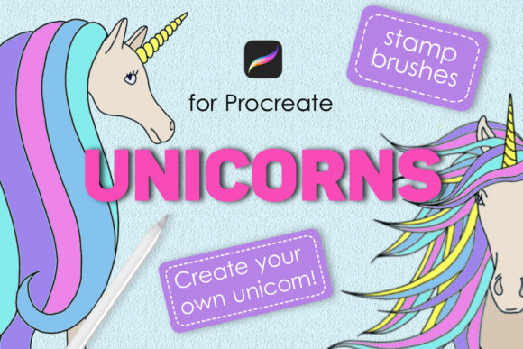 Unicorn Procreate Stamp Brushes