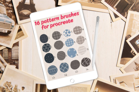 16 Pattern Brushes for Procreate Set