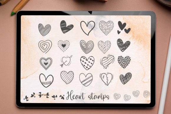 Doodle Hearts Procreate Stamp Brushes
