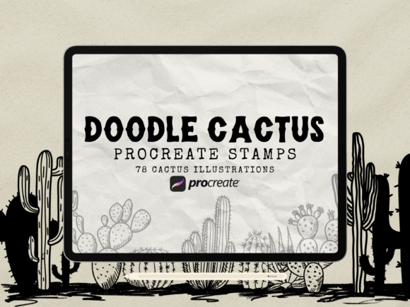 Doodle Cactuses Procreate Stamp Brushes