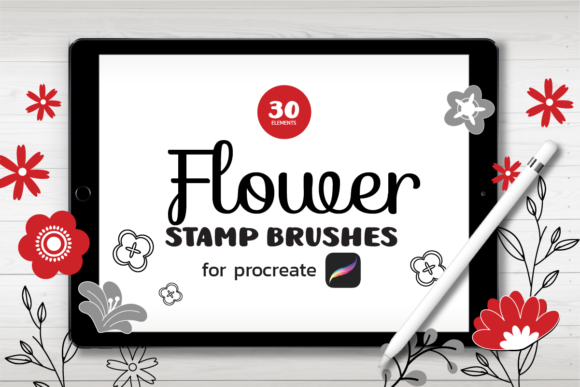 30 Flowe Procreate Stamp Brushes