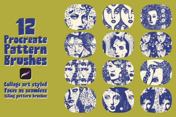 Procreate Collage Faces Pattern Brushes