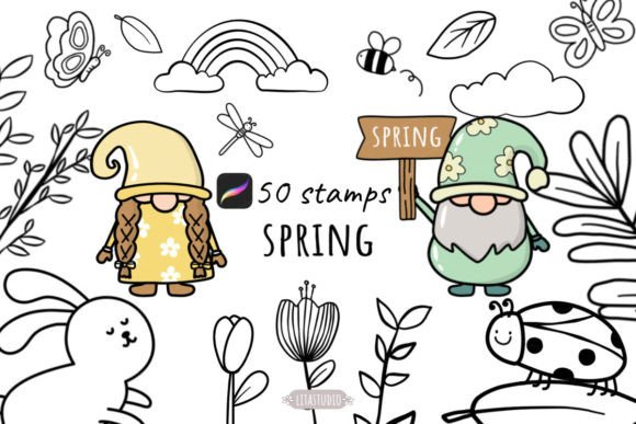 50 Cute Spring Procreate Stamp Brushes