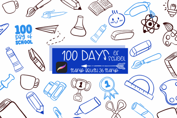 100 Days of School Procreate Stamps