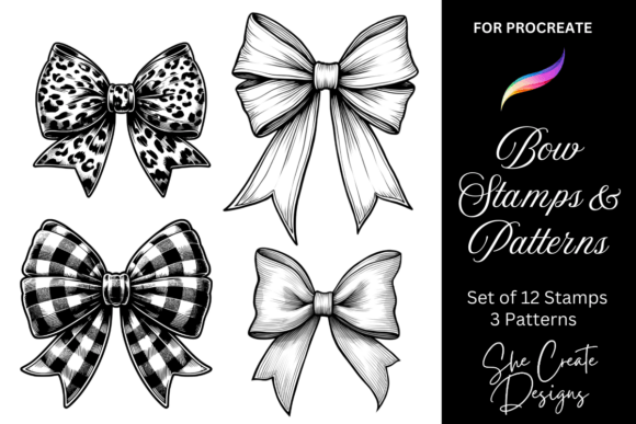 Procreate Bow Brush Stamps and Patterns