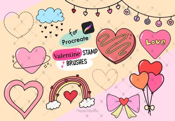 Valentine Heart Procreate Stamp Brushes