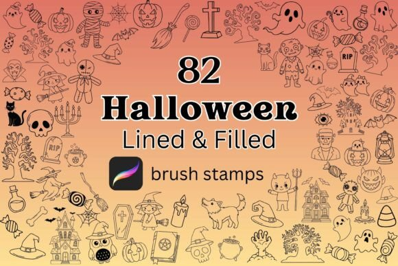 82 Halloween Procreate Brush Stamps