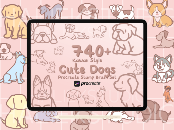 740+ Procreate Kawaii Dog Stamp Brushes