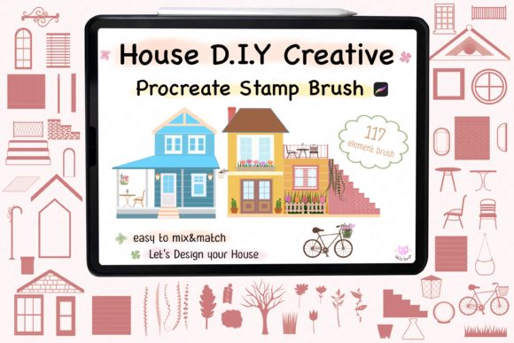Procreate Brush Stamp House DIY Design