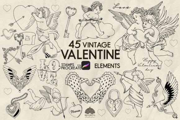 Valentine's Day Procreate Stamp Brushes