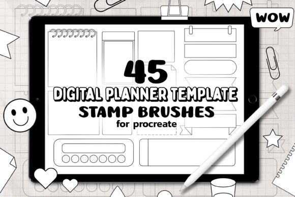 45 Planner Stamp Brushes for Procreate