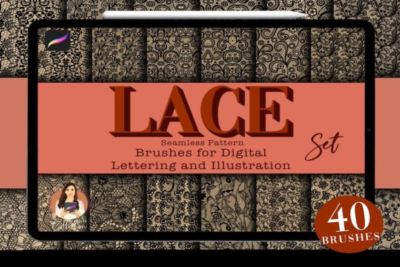 40 Lace Pattern Procreate Brushes