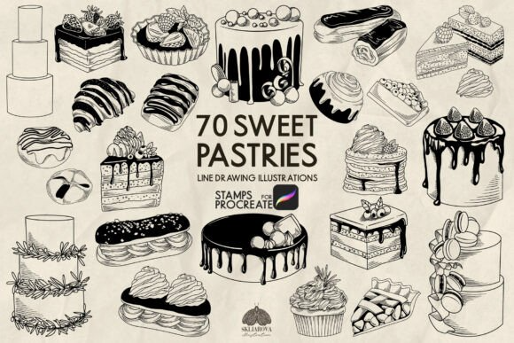 Sweet Pastries Procreate Stamp Brushes