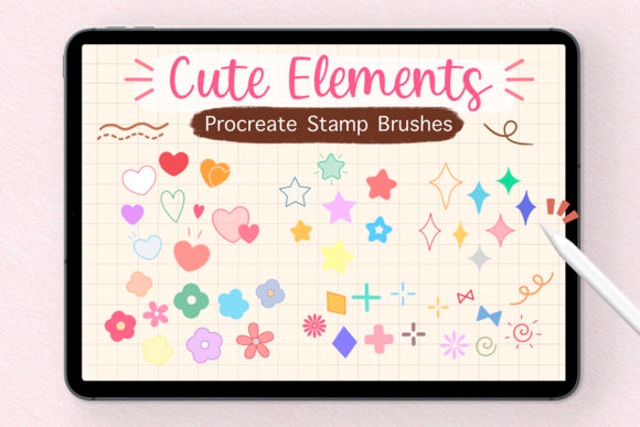 Procreate Stamp Brushes - Cute Elements