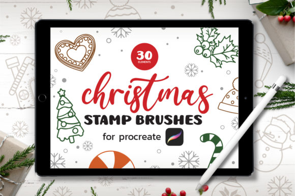 30 Christmas Procreate Stamp Brushes