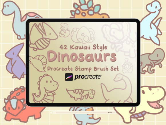 Dinosaurs Procreate Stamp Brush Set