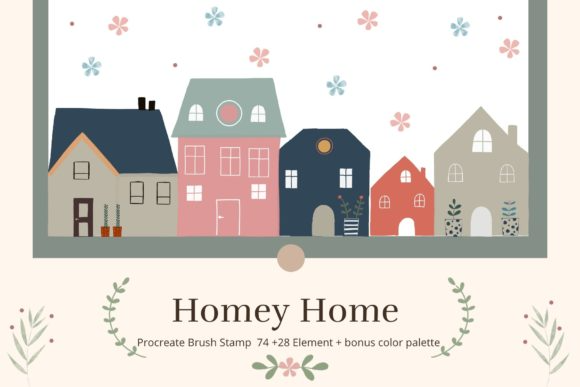 Procreate Brush Stamp 74+28 Homey Home