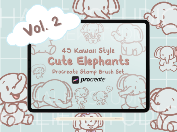 Elephants Volume 2 Procreate Stamps