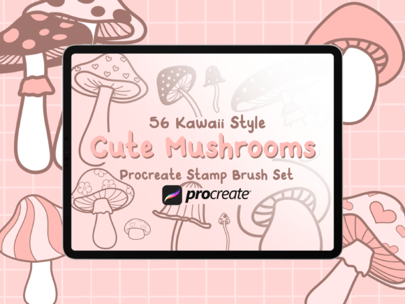 Doodle Mushroom Procreate Stamp Brushes