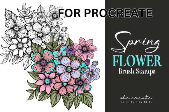 Spring Flower Procreate Brush Stamps