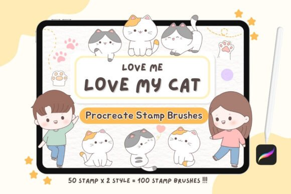 Love Me Love My Cat – Procreate Stamp