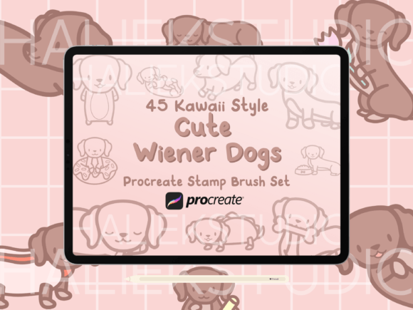 Wiener Dog Procreate Stamps Brush Set