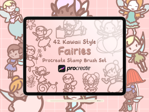 Cute Fairies Procreate Stamp Brush Set