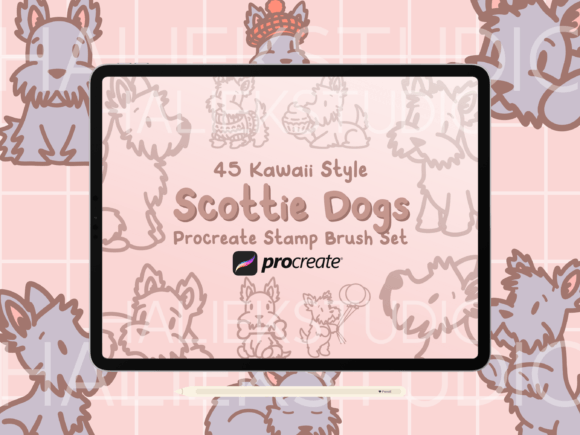 Scottie Dog Procreate Stamp Brush Set