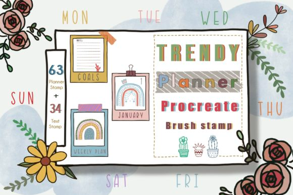 ProcreateBrushStamp63+34TrendyPlanner