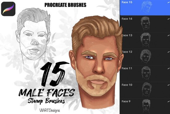 Male Faces Stamps for Procreate