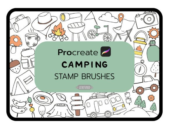 37 Cute Camping Procreate Stamp Brushes