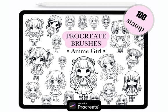 Anime Girl Procreate Stamp Brushes