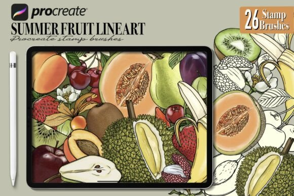 Procreate Summer Fruit Stamp Brushes