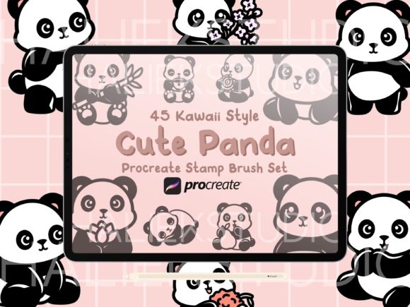 Panda Procreate Stamp Brush Set