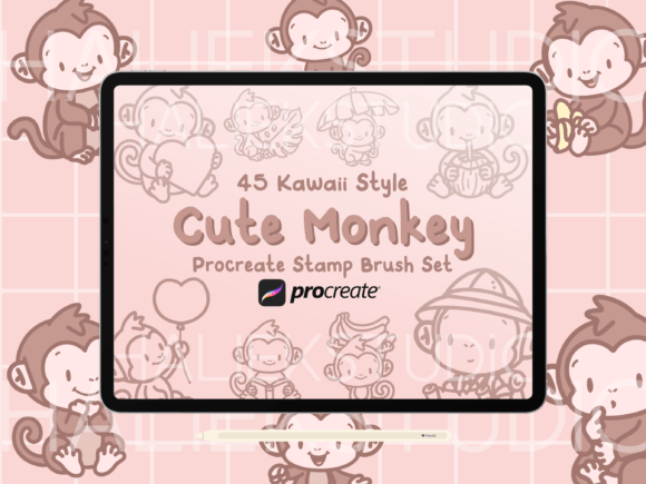 Monkey Procreate Stamp Brush Set