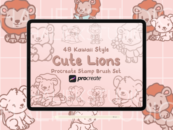 Lion Procreate Stamp Brush Set
