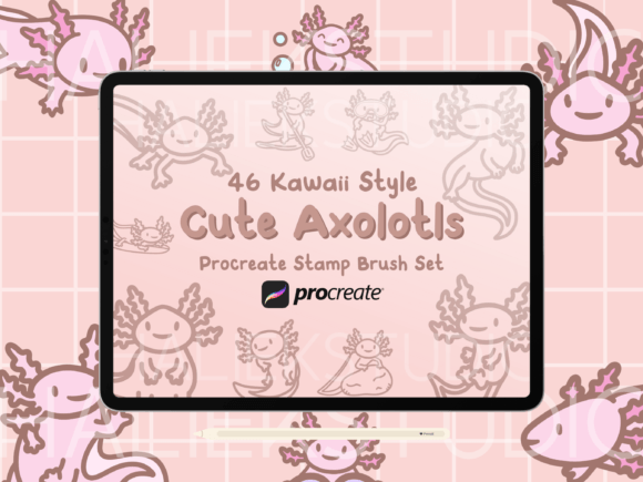 Axolotls Procreate Stamps Brush Set