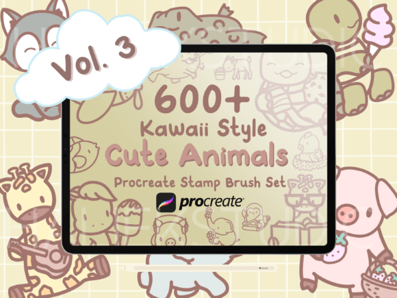 600+ Kawaii Animals Stamp Brushes Vol 3