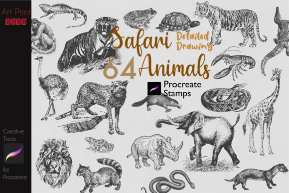 Procreate Animals Stamps Tattoo Safari