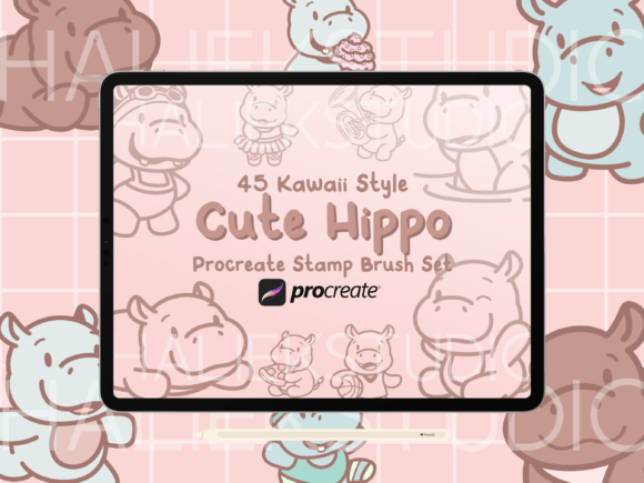 Hippo Procreate Stamp Brush Set