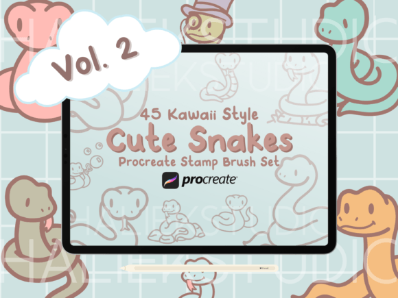 Cute Snakes Vol. 2 Procreate Stamps