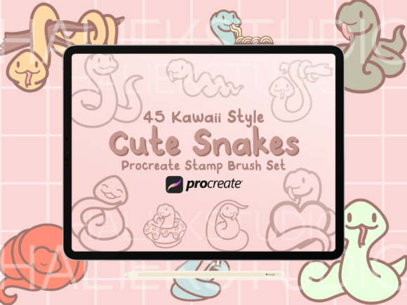 Cute Snakes Procreate Stamp Brush Set