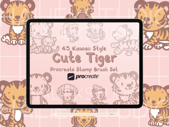 Tiger Procreate Stamp Brush Set
