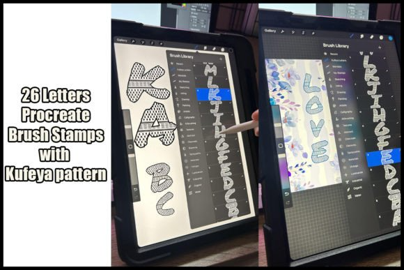 26 Letters | Procreate Stamps | Kufeya